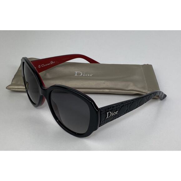 Christian Dior Lady In Dior 1 Back Red Sunglasses Soft Case Logo Round Oversized - Picture 1 of 13